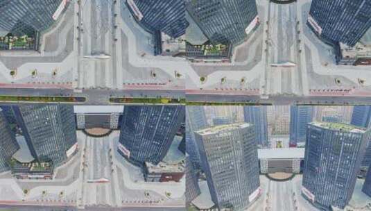 正上方视角航拍江苏盐城新龙广场商业圈建筑高清在线视频素材下载