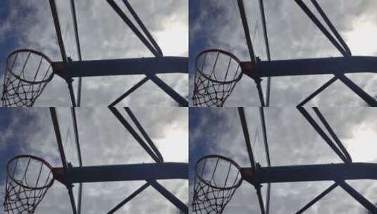 天空下的篮球框高清在线视频素材下载