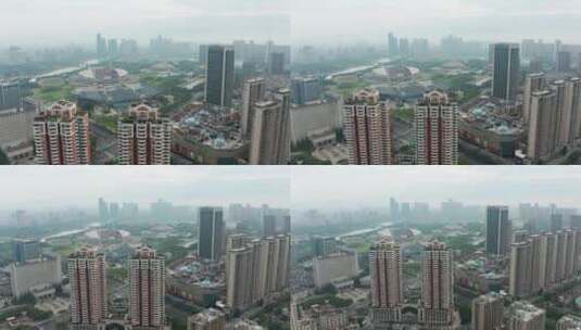 4K航拍 义乌城市地标平流雾风光高清在线视频素材下载
