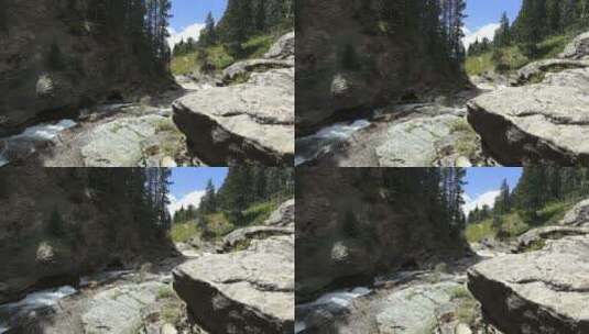 山谷间流淌的溪流高清在线视频素材下载