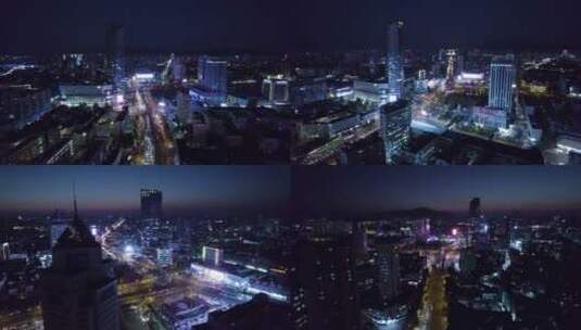 连云港市中心夜景航拍高清在线视频素材下载