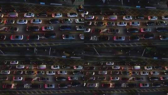 下班高峰拥堵的城市道路航拍高清在线视频素材下载