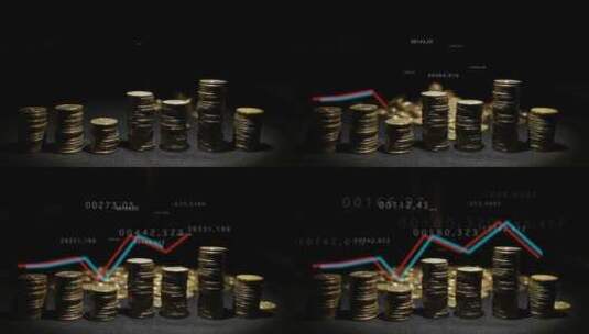 硬币和数字图表高清在线视频素材下载