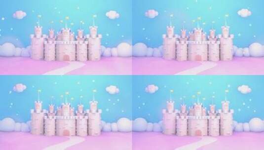 儿童节梦幻城堡卡通背景高清在线视频素材下载