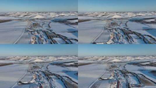 航拍山村雪景视频素材高清在线视频素材下载