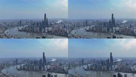 上海黄浦江东方明珠陆家嘴航拍高清在线视频素材下载