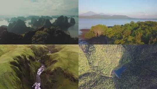 航拍地球美丽森林河流湖泊 视频合集高清在线视频素材下载