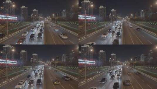 车流空镜 城市夜景车流高清在线视频素材下载