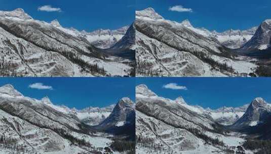 航拍阿坝四姑娘山双桥沟景区雪山群峰风光高清在线视频素材下载