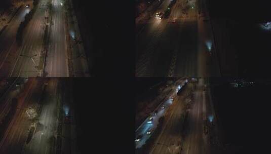 打工人骑电动车下班夜景航拍高清在线视频素材下载