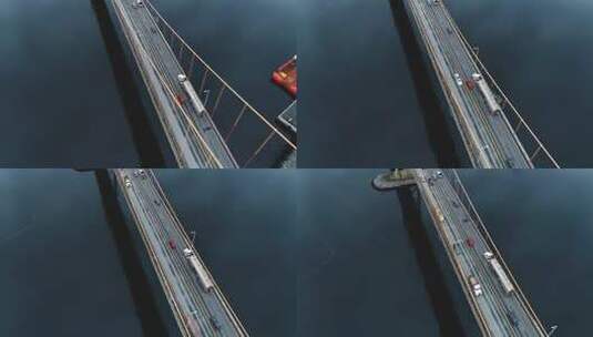 桥上跟随油轮跨海大桥车流大桥1高清在线视频素材下载