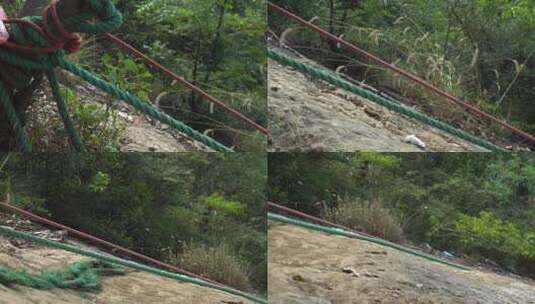 崖降速降的绳子结在悬崖边上高清在线视频素材下载