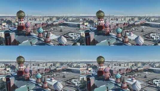 内蒙古呼伦贝尔额尔古纳城市建筑航拍风光高清在线视频素材下载