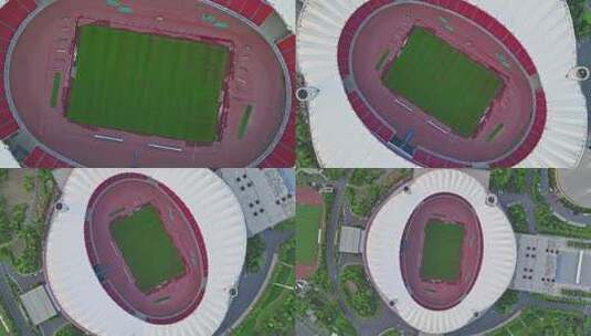 武汉体育中心正扣旋转上升镜头高清在线视频素材下载