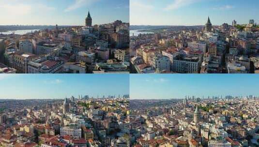 伊斯坦布尔加拉塔塔鸟瞰图高清在线视频素材下载