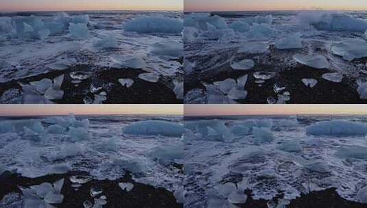 冰岛黑沙滩冰山高清在线视频素材下载