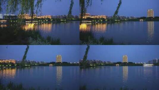 山东淄博齐盛湖公园高清在线视频素材下载