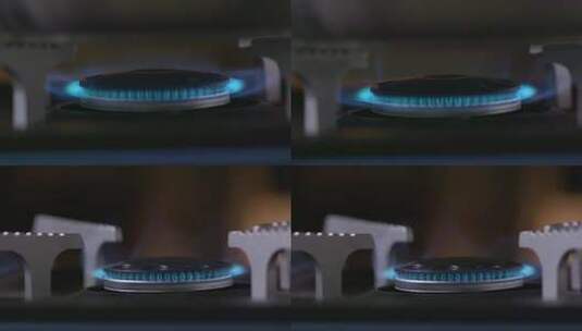 卡式炉升腾蓝色火焰高清在线视频素材下载