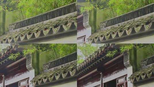 中式建筑屋檐绿植园林古风意境高清在线视频素材下载
