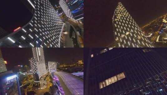 穿越机航拍苏州ifs国际金融中心高楼夜景高清在线视频素材下载