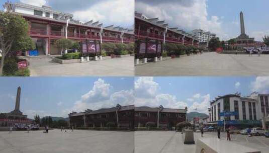 夏天郴州桂东沙田军规红色广场1高清在线视频素材下载