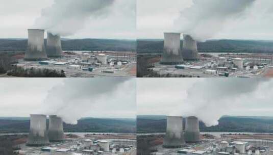 火力发电厂排放浓烟高清在线视频素材下载