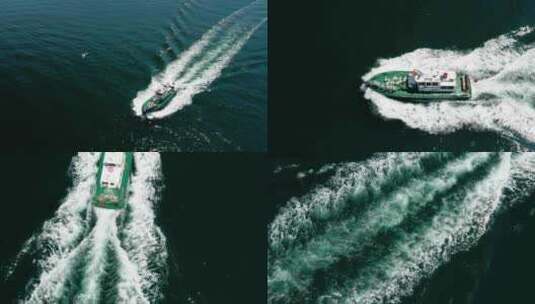 渔夫船通过鸟瞰图高清在线视频素材下载