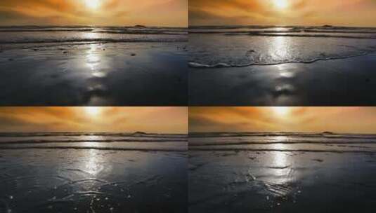 夕阳下的海滩高清在线视频素材下载
