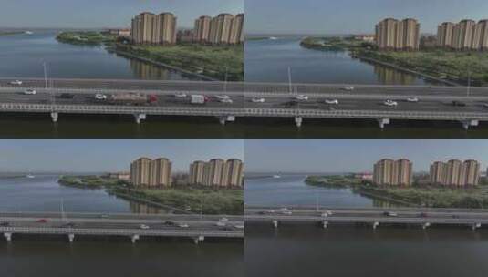 航拍城市交通 车辆行驶在道路上高清在线视频素材下载