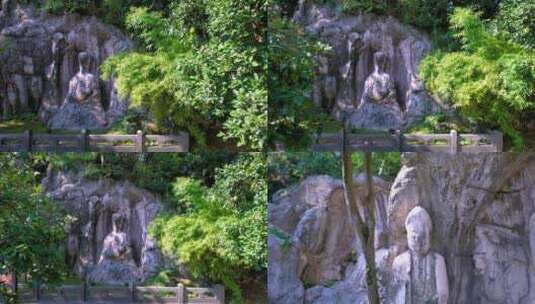 杭州吴山景区石佛院塑像航拍视频合集高清在线视频素材下载