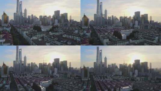 空中摩天大楼日落高清在线视频素材下载