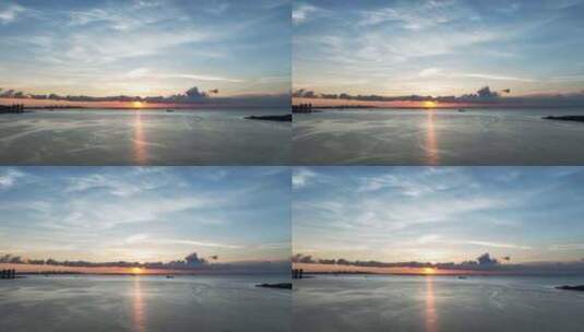 海南省海口市海上日落航拍高清在线视频素材下载