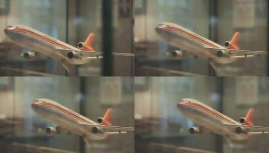 宁波帮博物馆内港龙航空的飞机模型高清在线视频素材下载