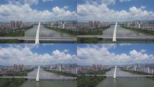 江西赣州飞龙大桥航拍高清在线视频素材下载