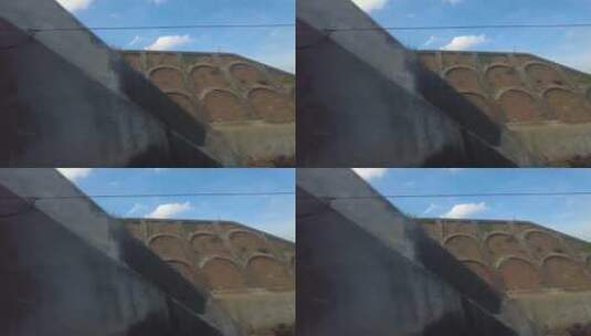 高铁高速行驶窗外风景一闪而过实拍高清在线视频素材下载