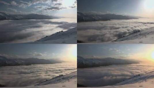 雪山上云上的日落高清在线视频素材下载