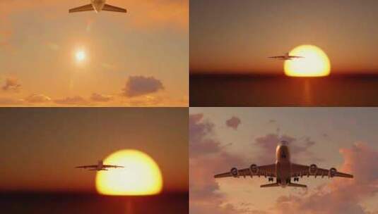 飞机起飞 大型飞机飞过天空高清在线视频素材下载