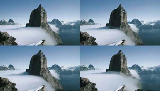 4K-山峰上流动的云雾、大自然高清在线视频素材下载
