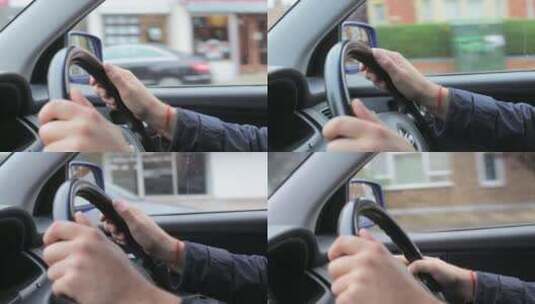 车内驾驶、男子开车高清在线视频素材下载