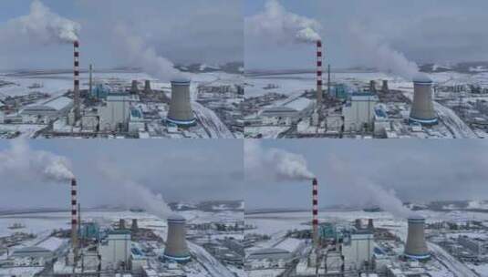 呼伦贝尔雪原发电厂高清在线视频素材下载