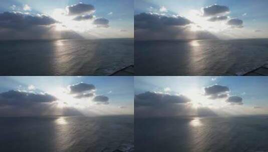 航拍孤舟行驶在大海上高清在线视频素材下载