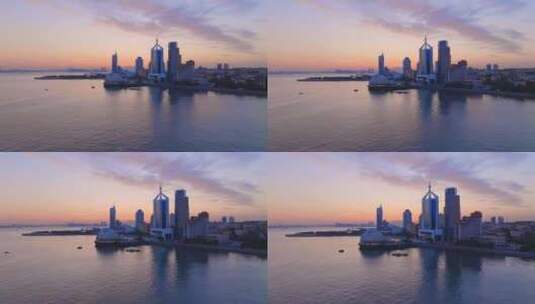 4K航拍青岛夕阳海景高清在线视频素材下载