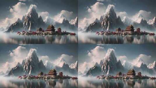 3D中国水墨风景高清在线视频素材下载