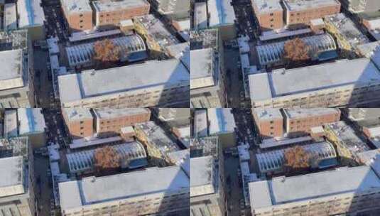 城镇居民楼屋顶雪景高清在线视频素材下载