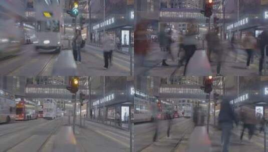 香港中环街景夜景延时高清在线视频素材下载
