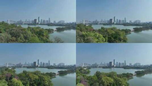 惠州城市风光航拍惠城区西湖城市景观风景高清在线视频素材下载