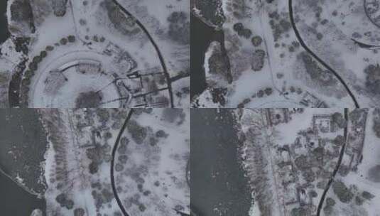 武汉沙湖公园大雪航拍高清在线视频素材下载