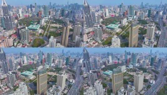 上海人民广场航拍延时黄浦区城市风景风光高清在线视频素材下载