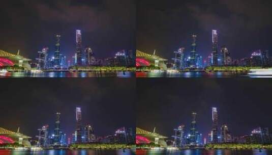 广州珠江新城夜景高楼大厦建筑群高清在线视频素材下载
