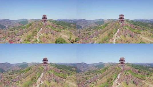 成都龙泉山城市森林公园丹景山丹景阁航拍高清在线视频素材下载